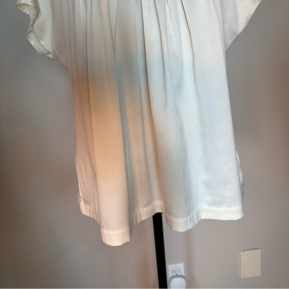 BOB MACKIE STUDIO Ivory Cream Satin Blouse Top Flowy - Picture 5 of 9